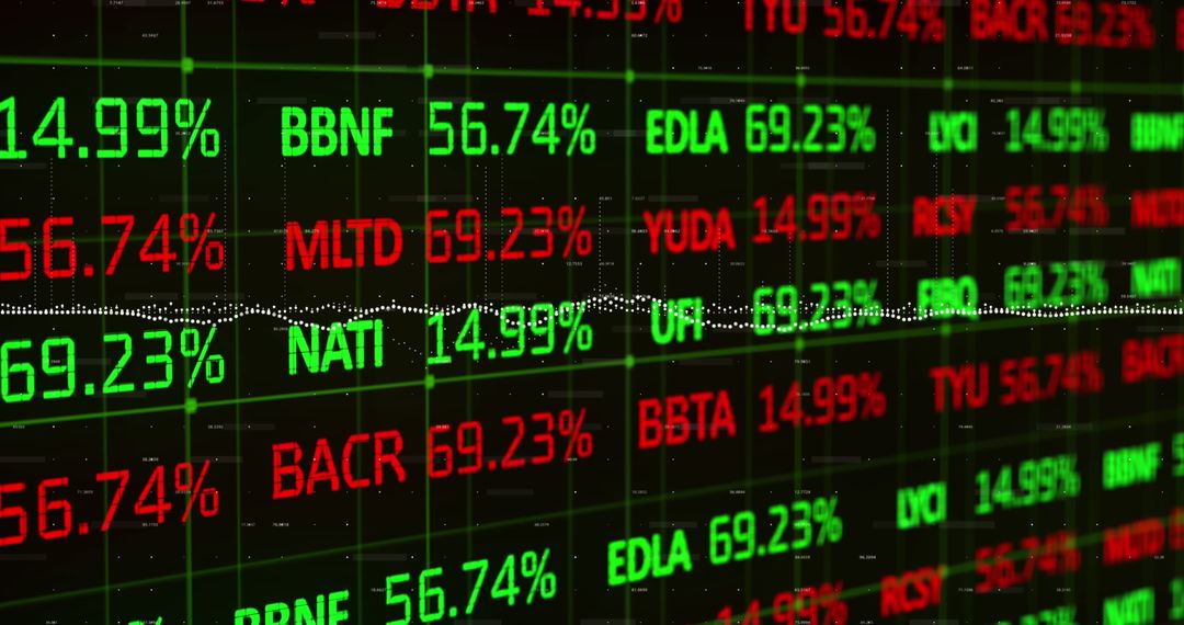 Digital Financial Ticker Display Showing Live Stock Exchange Data