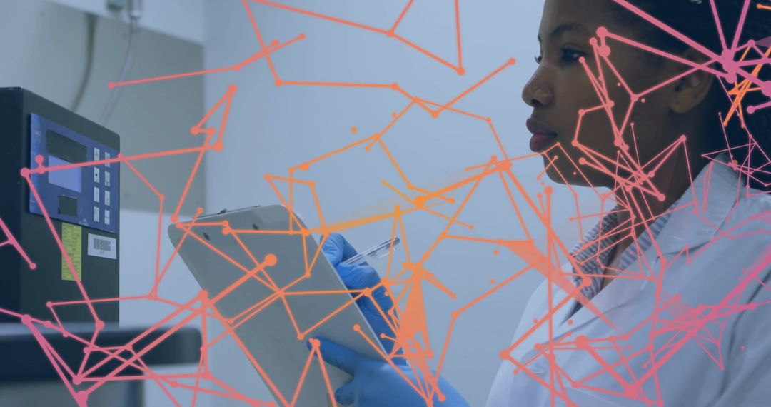 African American Scientist Analyzing Digital Data in Laboratory