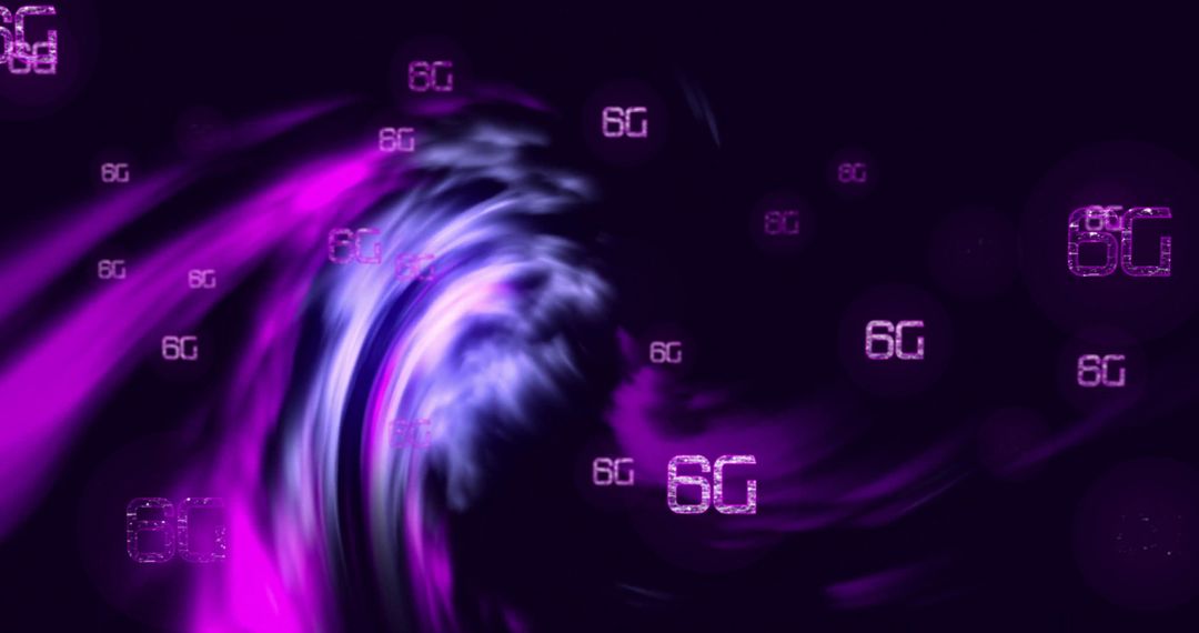 6G Technology Concept with Purple Light Trails