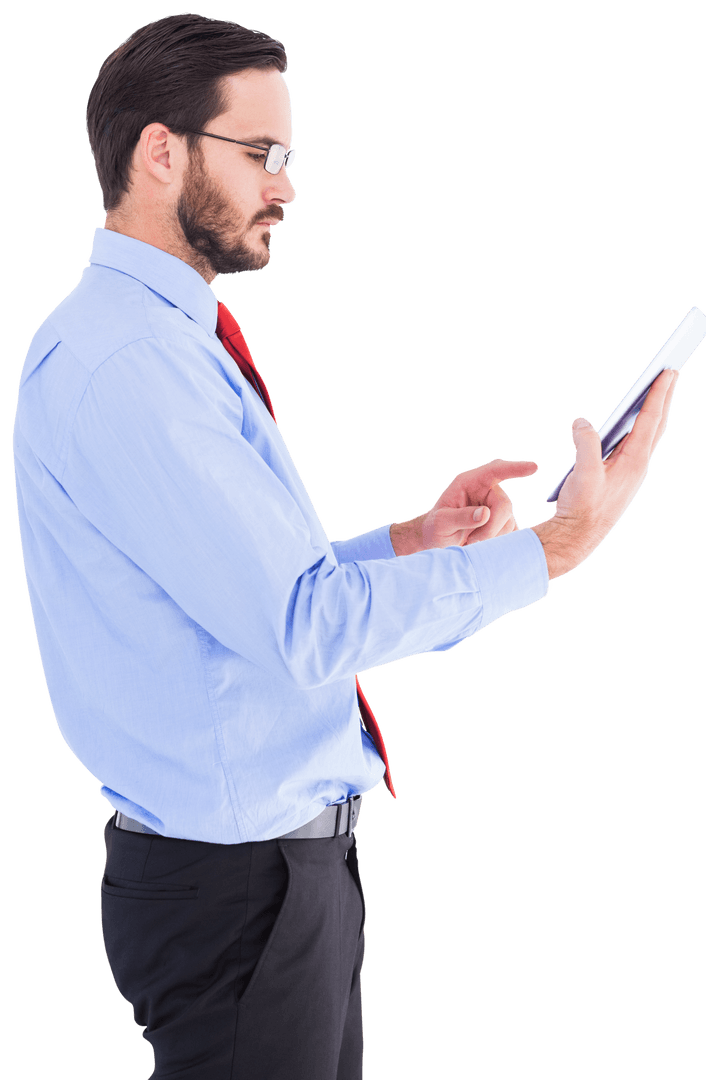 Business Professional Using Digital Tablet Transparent Background