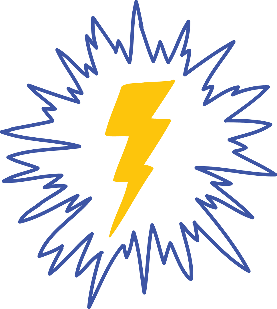 Yellow Thunderbolt Illustration on Transparent Background