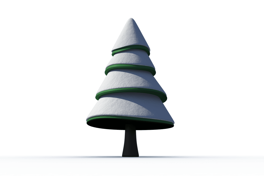 Digital Snowy Tree Illustration on Transparent Background