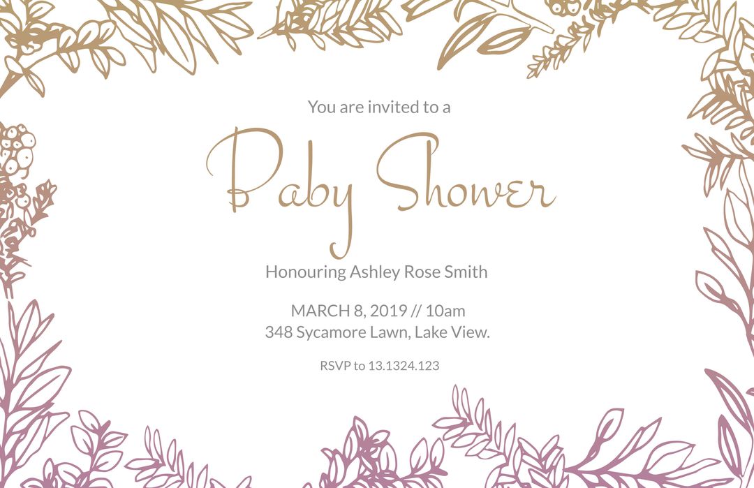 Elegant Baby Shower Invitation with Botanical Illustrations