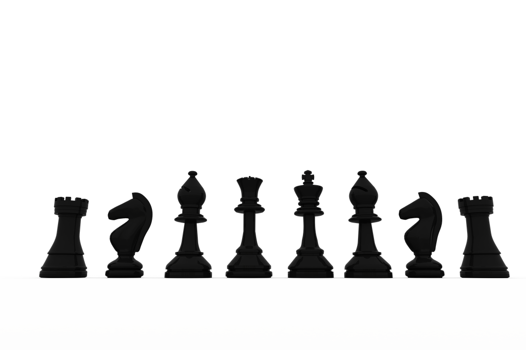 Transparent Black Chess Pieces Arrayed in Row on White Surface - Download Free Stock Images Pikwizard.com