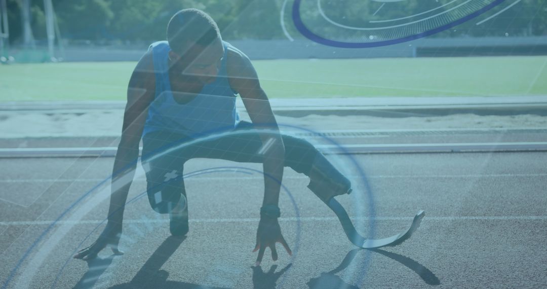 Paralympic Athlete Analyzing Performance with Digital Data