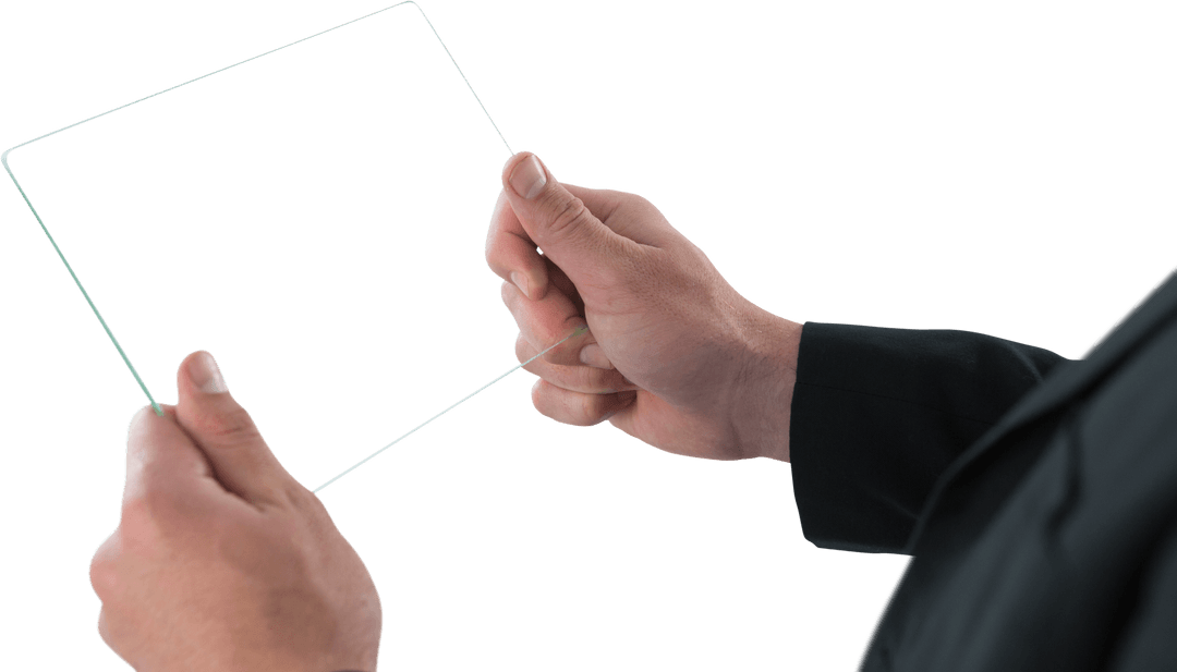 Transparent Interface in Businessman's Hands for Futuristic Concept