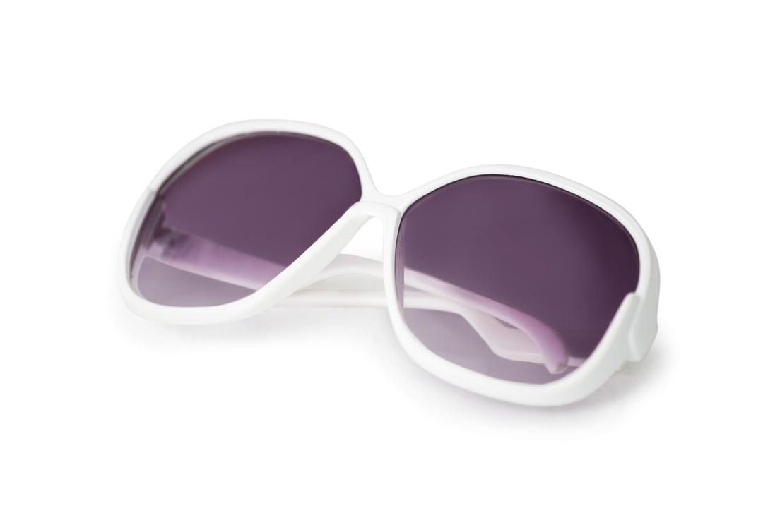 White Sunglasses with Purple Lenses Isolated on White Background - Free Images, Stock Photos and Pictures on Pikwizard.com