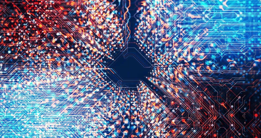 Abstract Glowing Circuit Board Design with Dynamic Light Effects