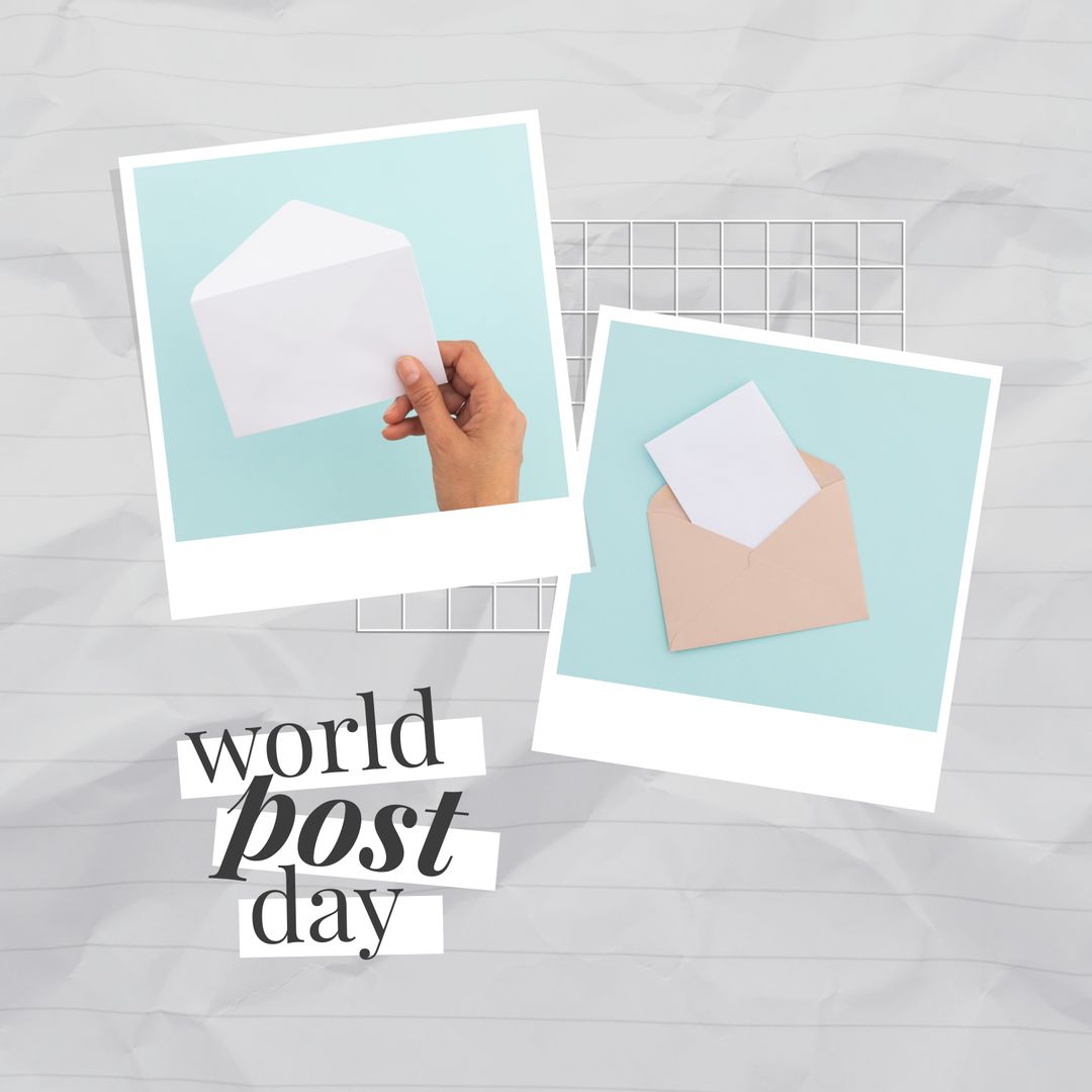 World Post Day with Envelopes on Grey Background