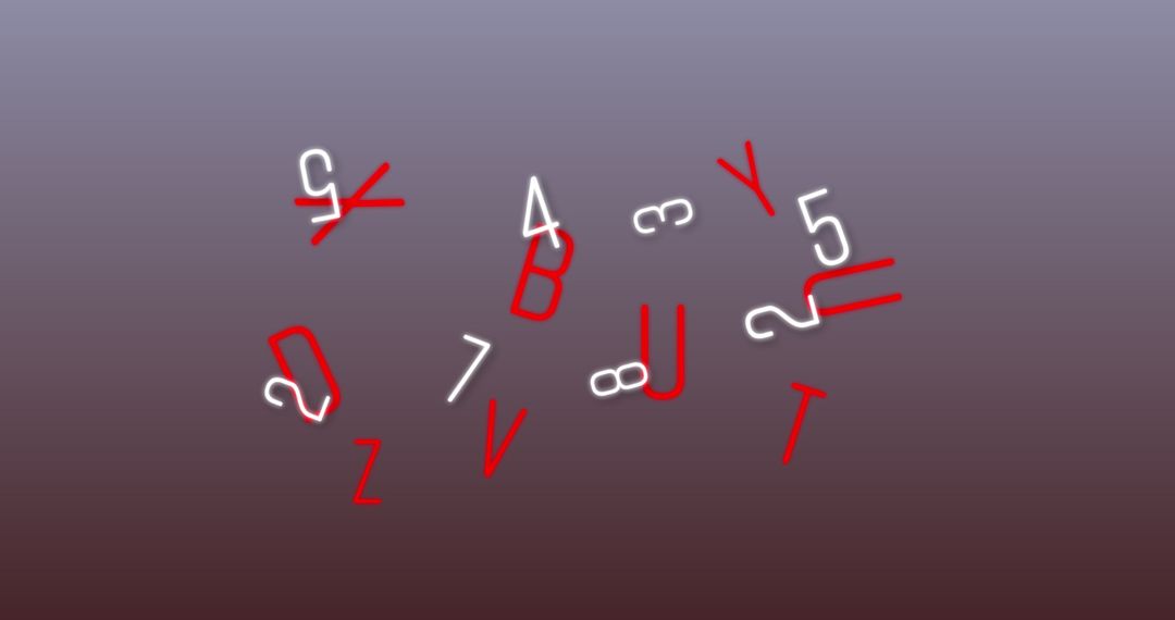 Neon Numbers and Letters with Gradient Background