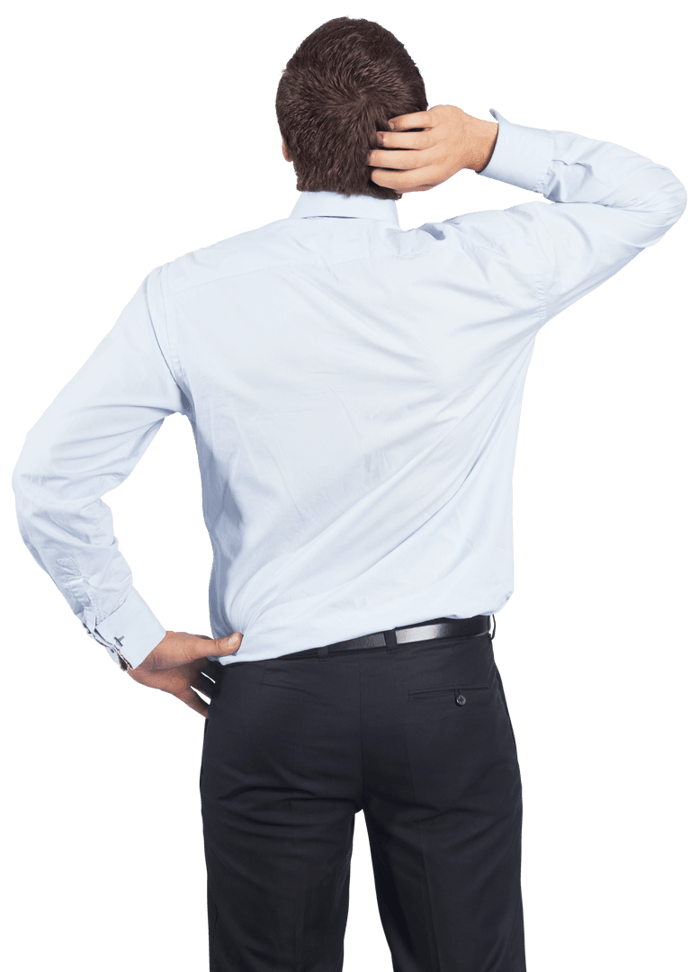 Transparent Image of Businessman Scratching Head Contemplatively