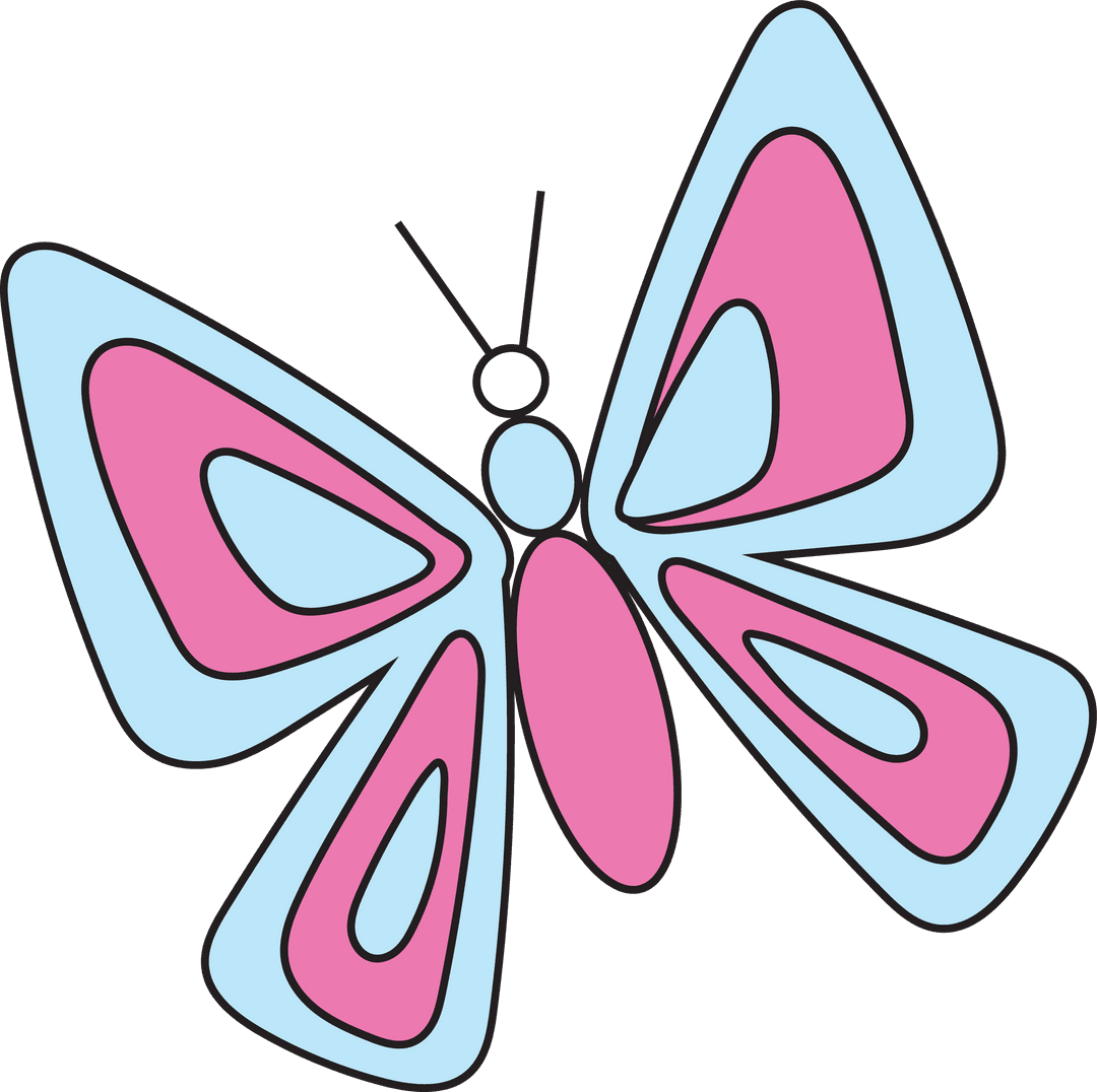Transparent Cartoon Butterfly Flat Design with Pastel Wings