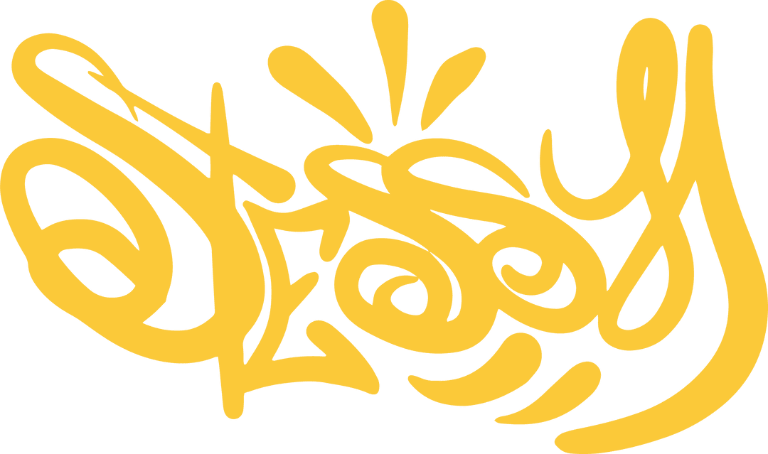 Golden Yellow Calligraphy on Transparent Background Expressive Dynamic Art