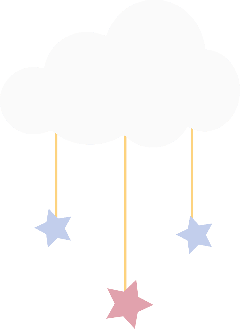 Transparent Background with Whimsical Cloud and Stars Design