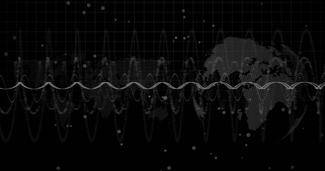 Abstract Digital Waves and World Map in Technology Concept
