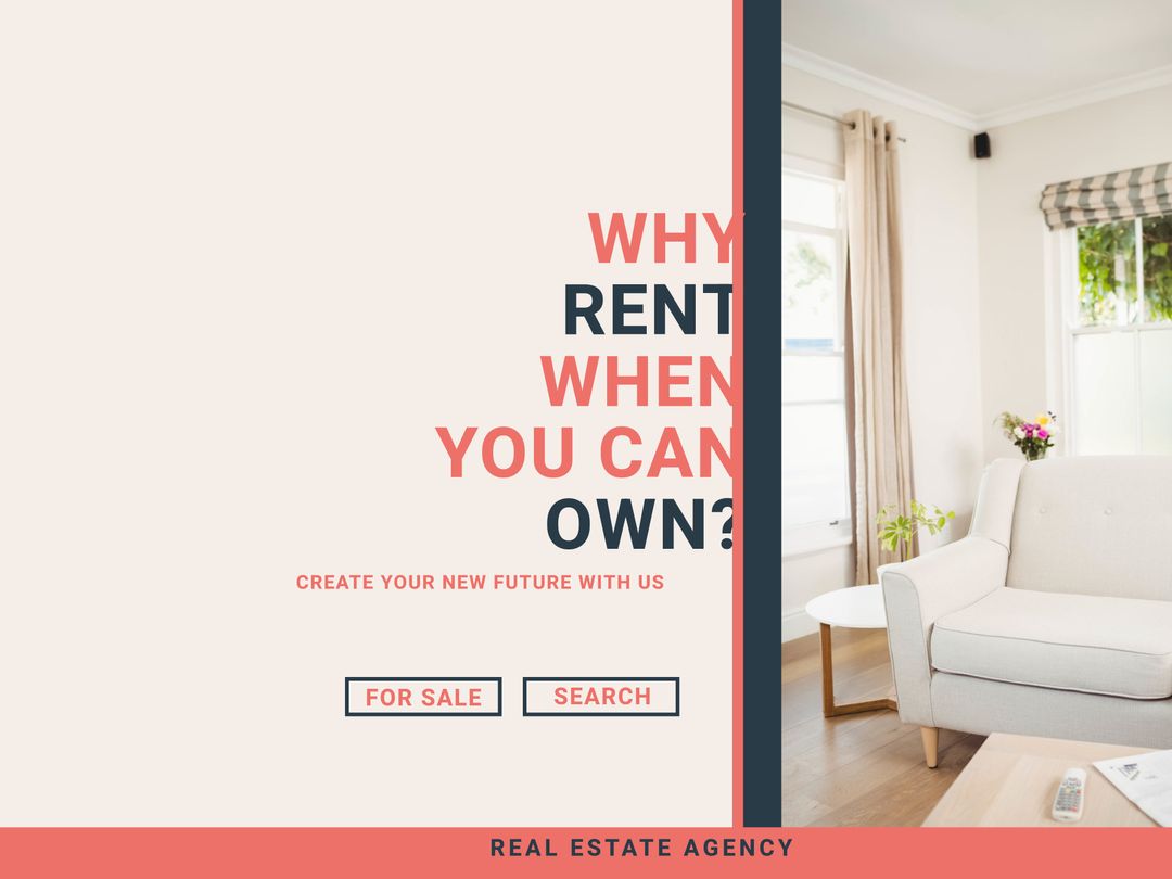 Modern Living Room Inspiring Home Ownership with Call-to-Action