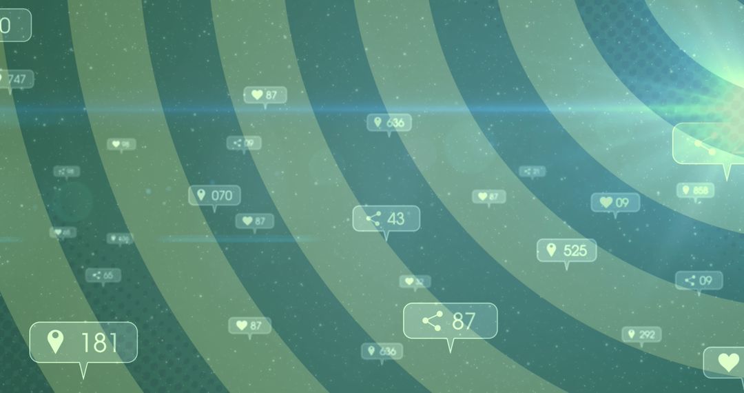 Social Media Notifications Floating Over Abstract Digital Background