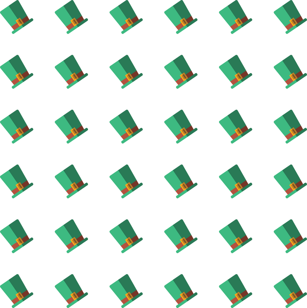 Seamless Pattern of St. Patrick's Day Green Hats on Transparent