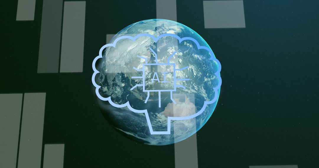 Global AI Concept with Digital Interface Earth Mapping