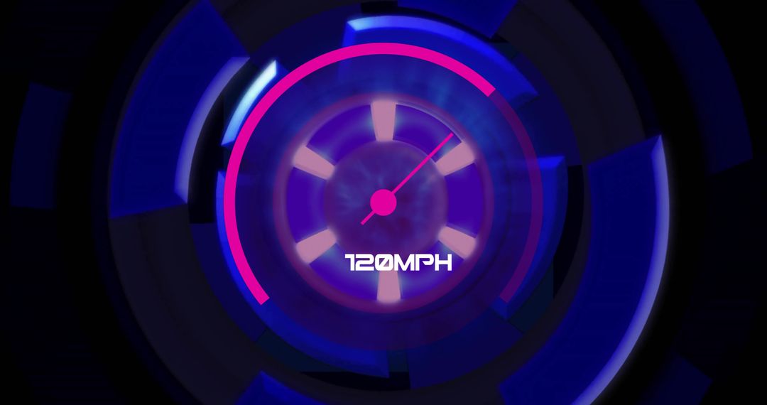 Futuristic Neon Speedometer HUD Display Showing 120MPH with Magenta Needle