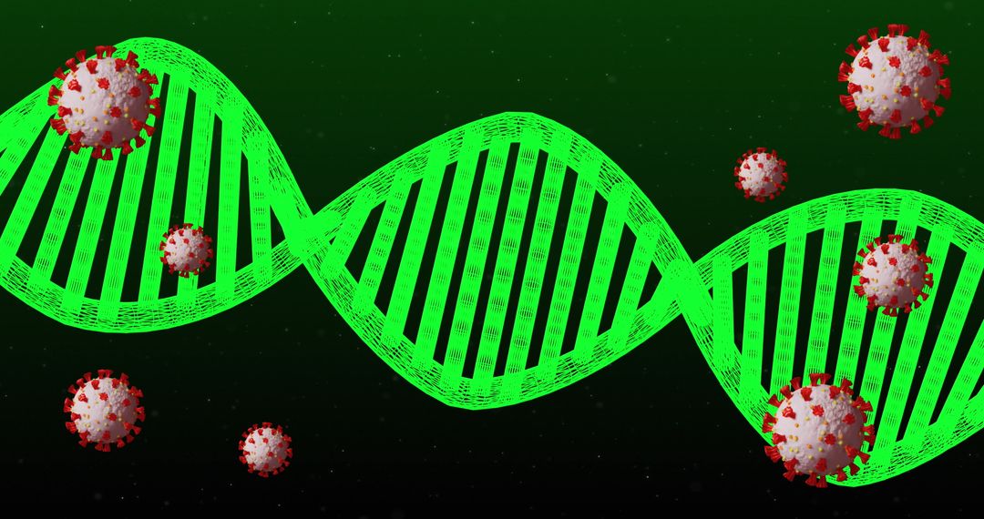 Digital DNA Helix and Virus Molecules, Scientific Futuristic Research