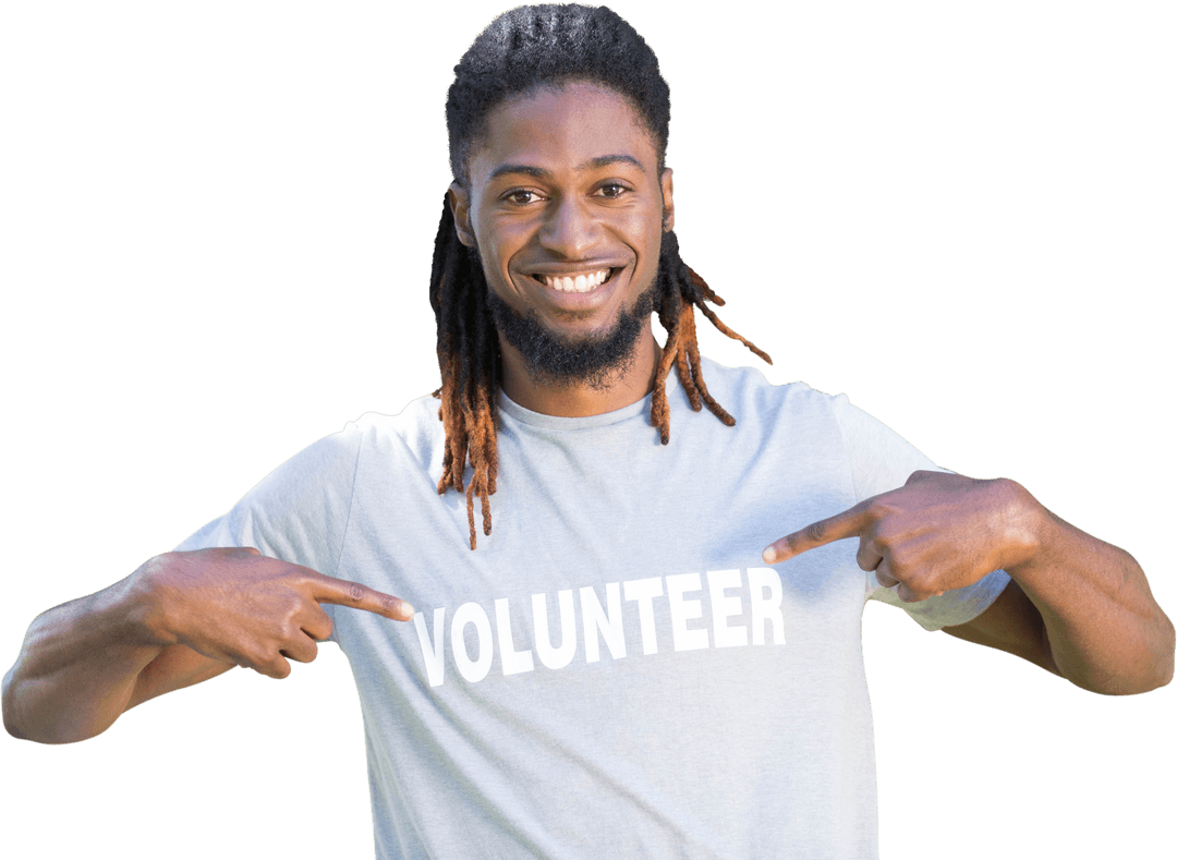 Smiling Volunteer in Transparent Background Celebrating Effort