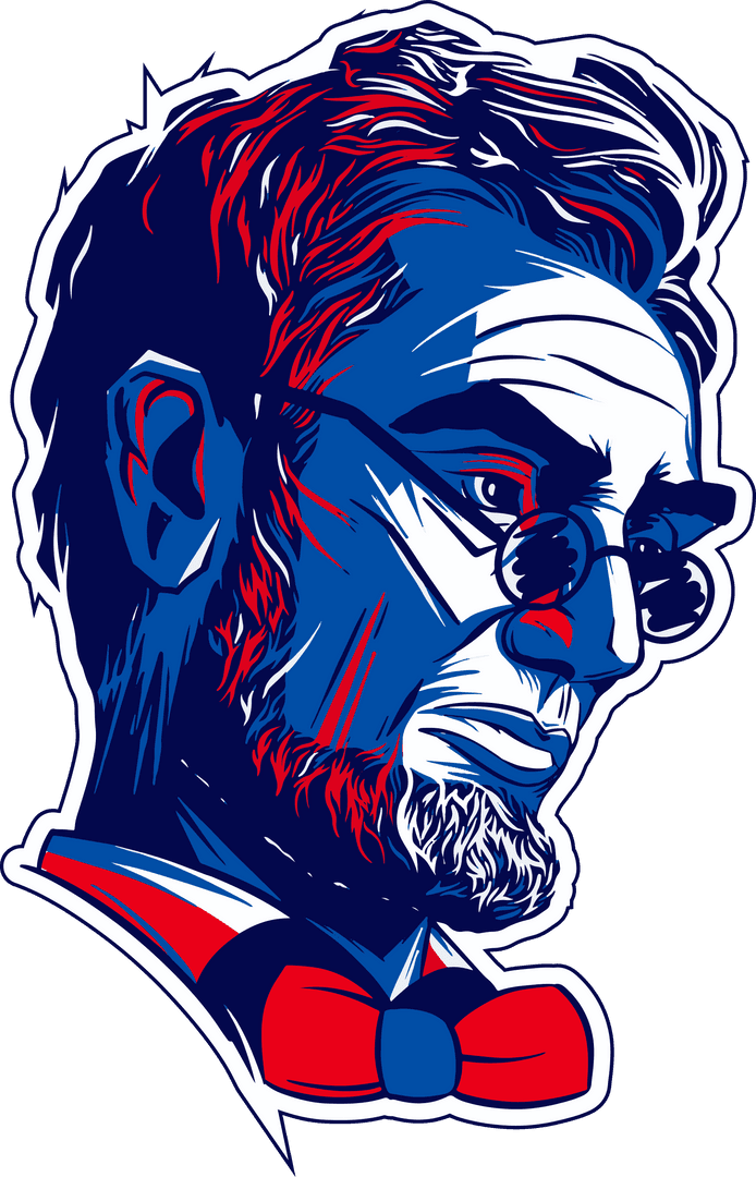 Patriotic Red, White, and Blue Abraham Lincoln Illustration on Transparent Background