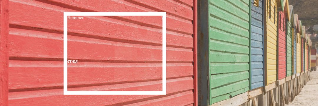 Colorful Beach Huts on Sunny Summer Day