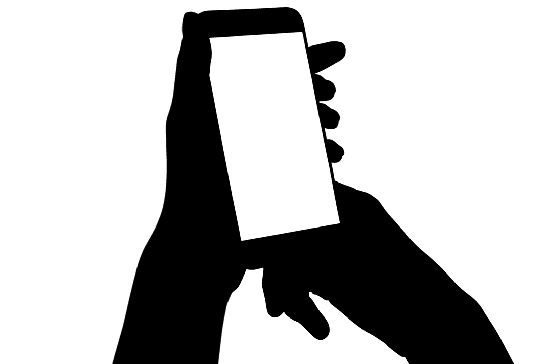 Transparent Smartphone Silhouette Hands on Off-White Background