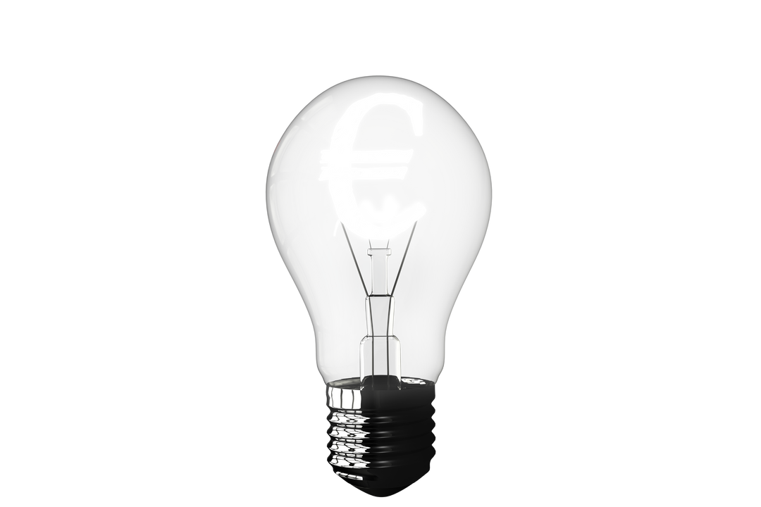 Transparent Light Bulb with Euro Symbol Lit Inside - Download Free Stock Images Pikwizard.com