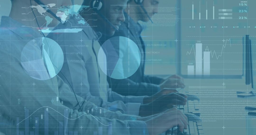 Diverse Customer Service Team Analyzing Financial Data Systems