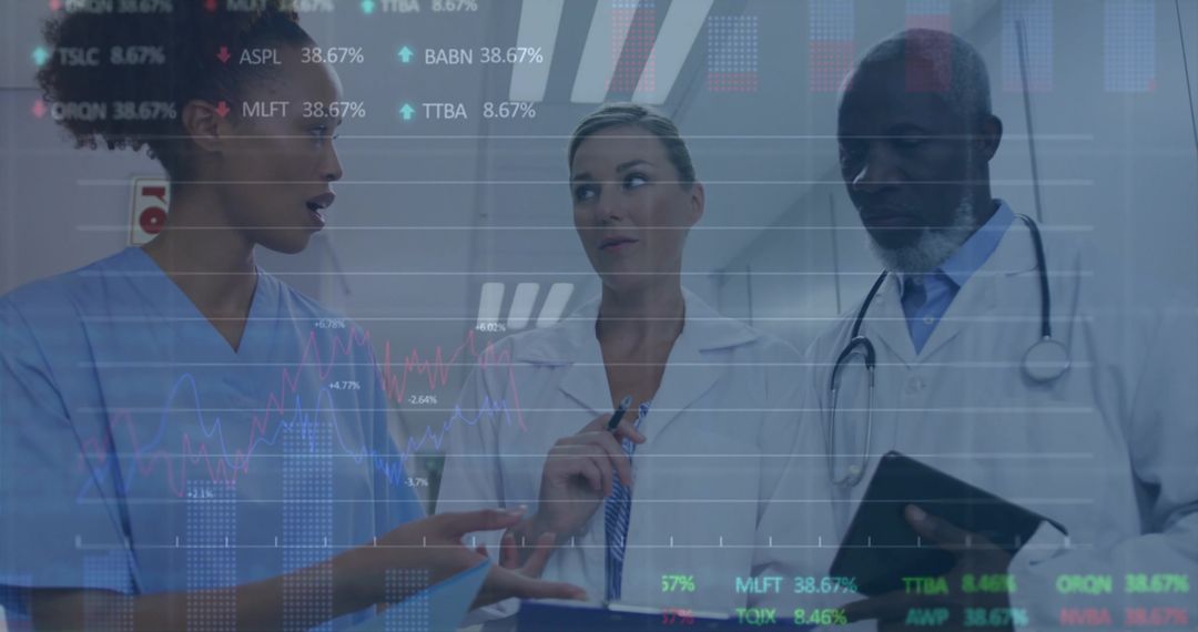 Medics Collaborating with Digital Data in Hospital Setting