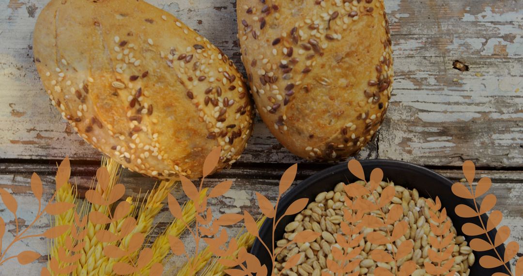 Freshly Baked Grain Bread with Creative Design Elements