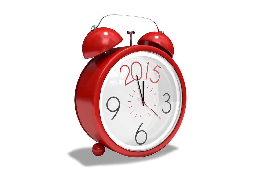 Transparent Red Alarm Clock Displaying Year 2015