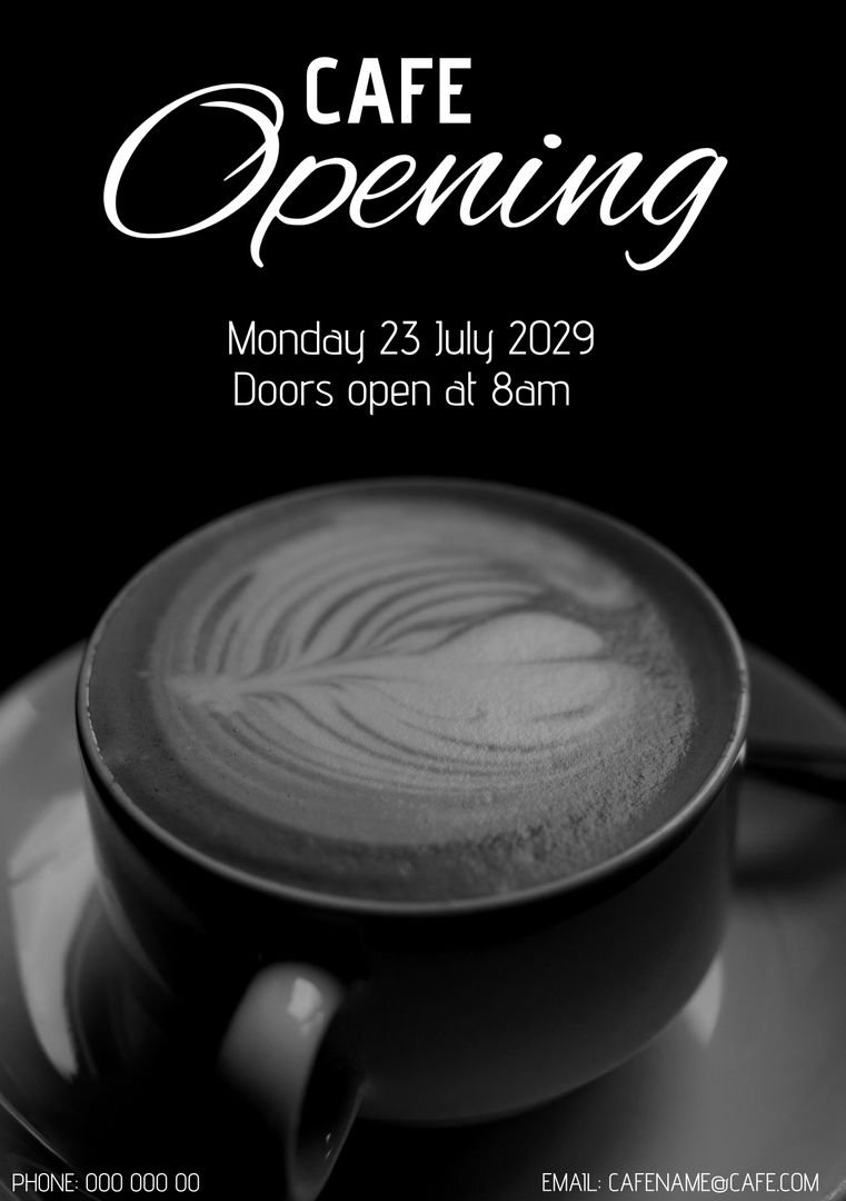 Cafe Opening Announcement with Elegant Coffee Art Close-Up - Download Free Stock Templates Pikwizard.com