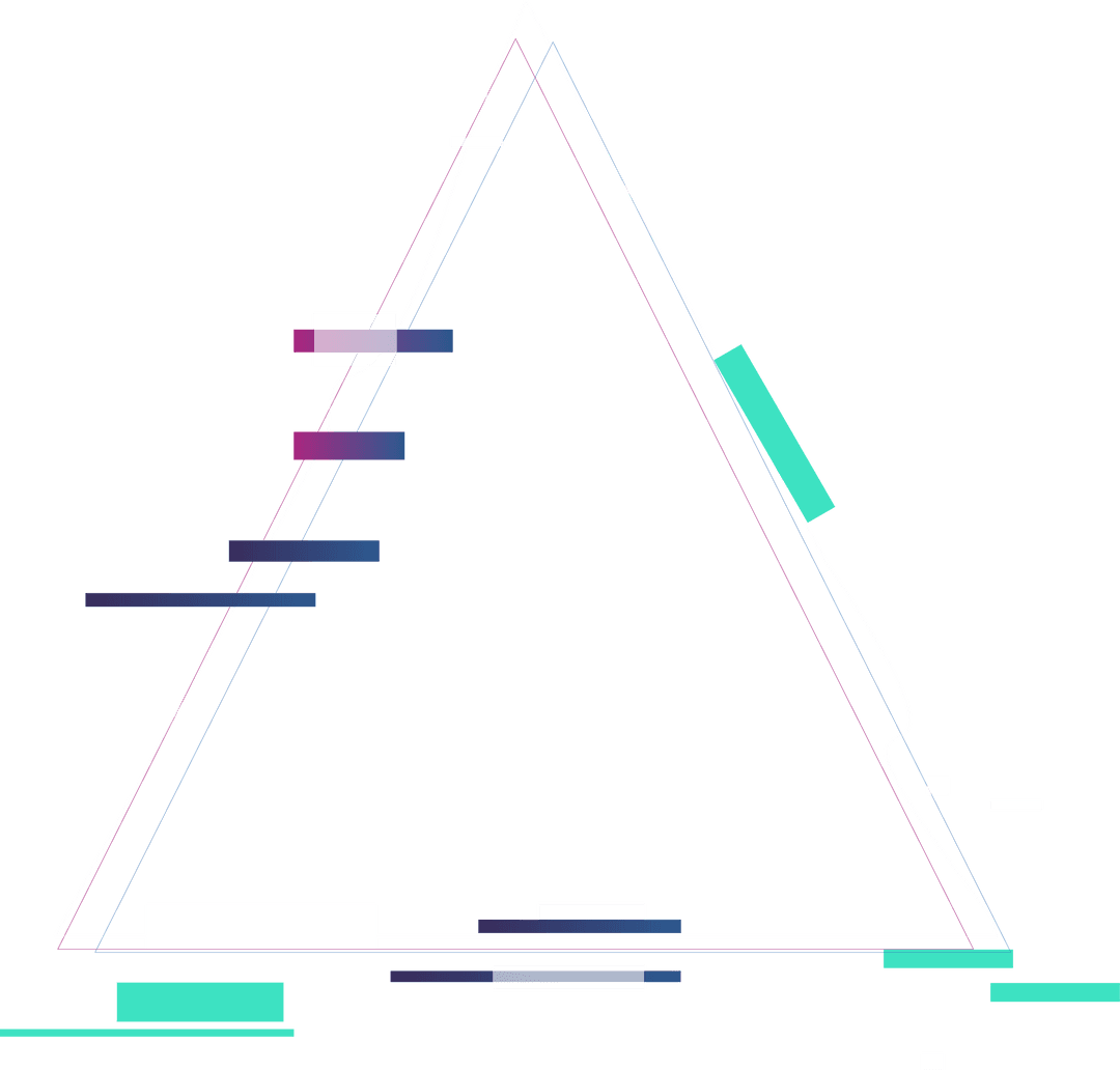 Abstract Glitch Triangle with Colored Glitch Bars on Transparent Background