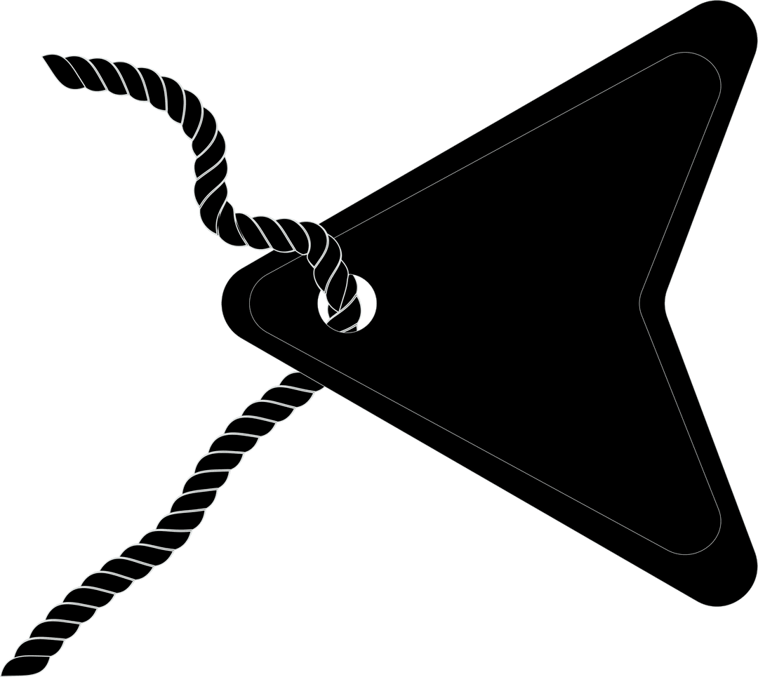 Minimalist Black Badge Swinging on Transparent Background