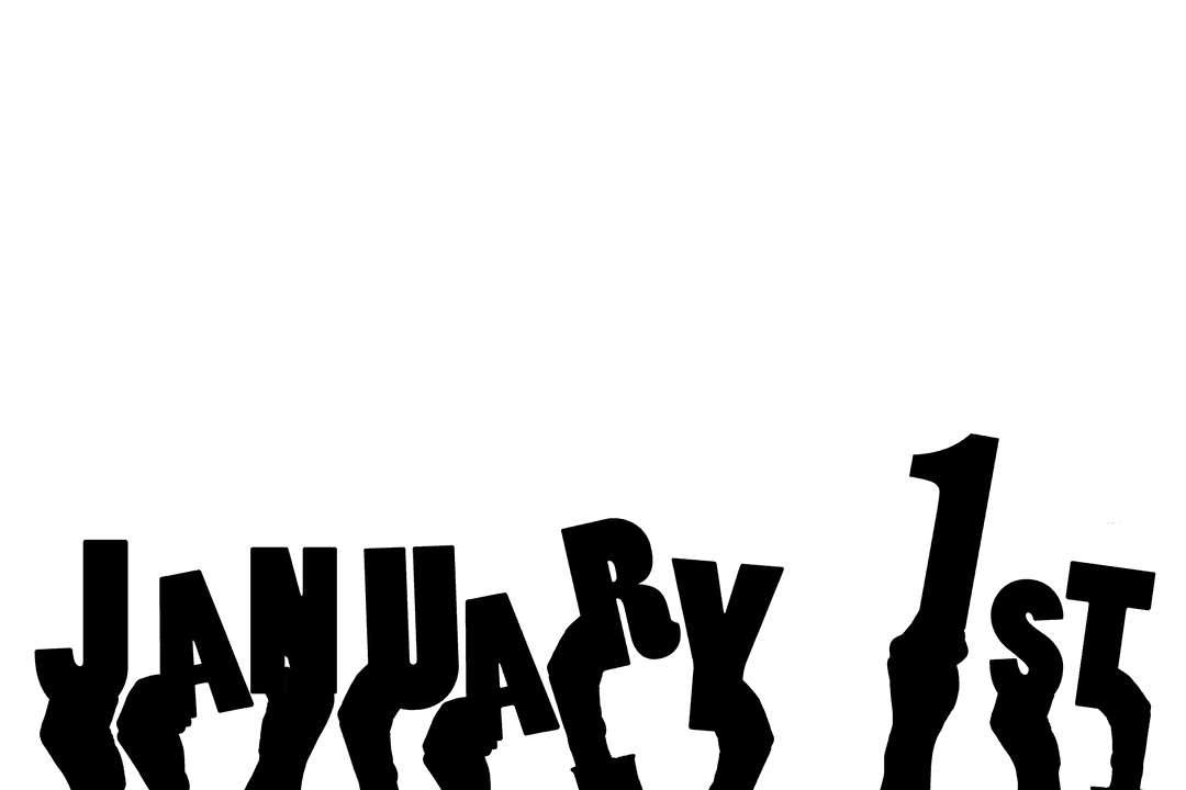 Digital Hands Illustrating New Year January 1st on Transparent Season Pass