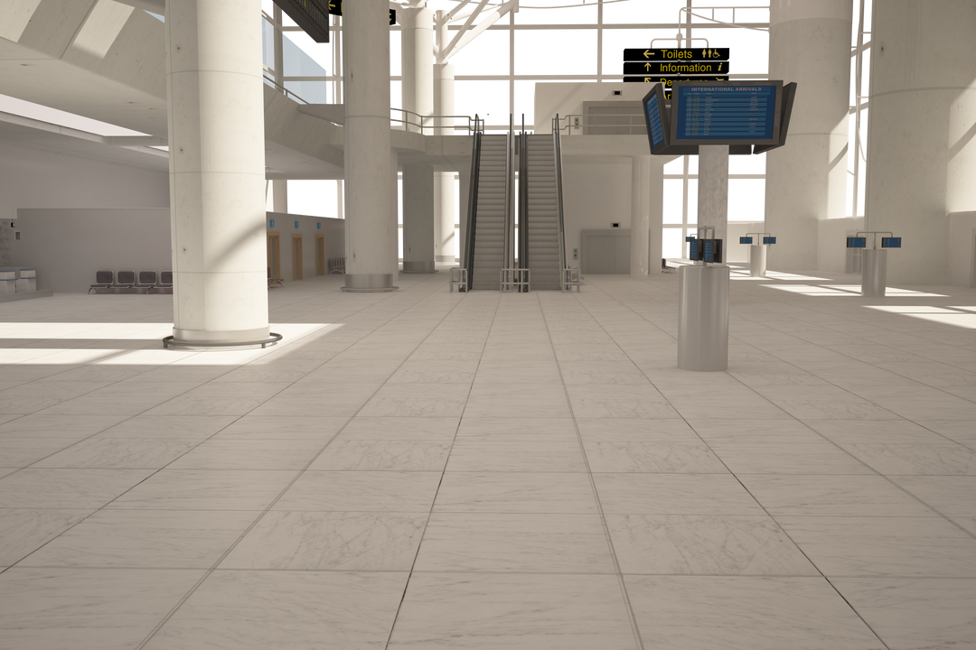 Modern Airport Terminal Lobby with Doors Open and Transparent Background - Download Free Stock Images Pikwizard.com