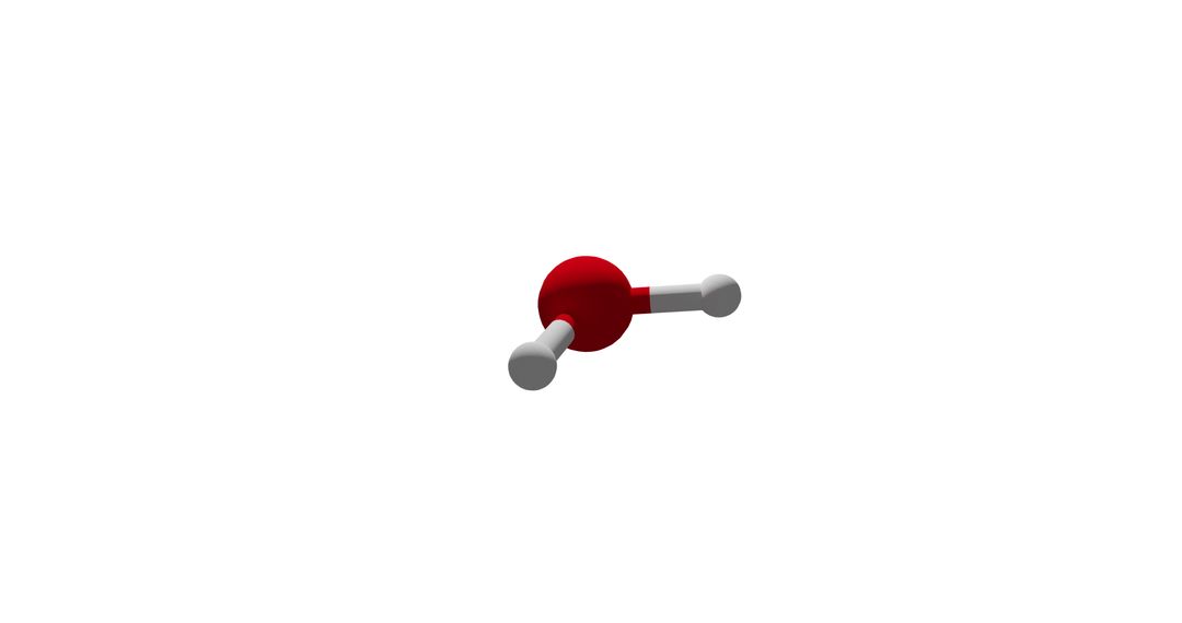 Rotating Water Molecule on White Background for Science Concepts