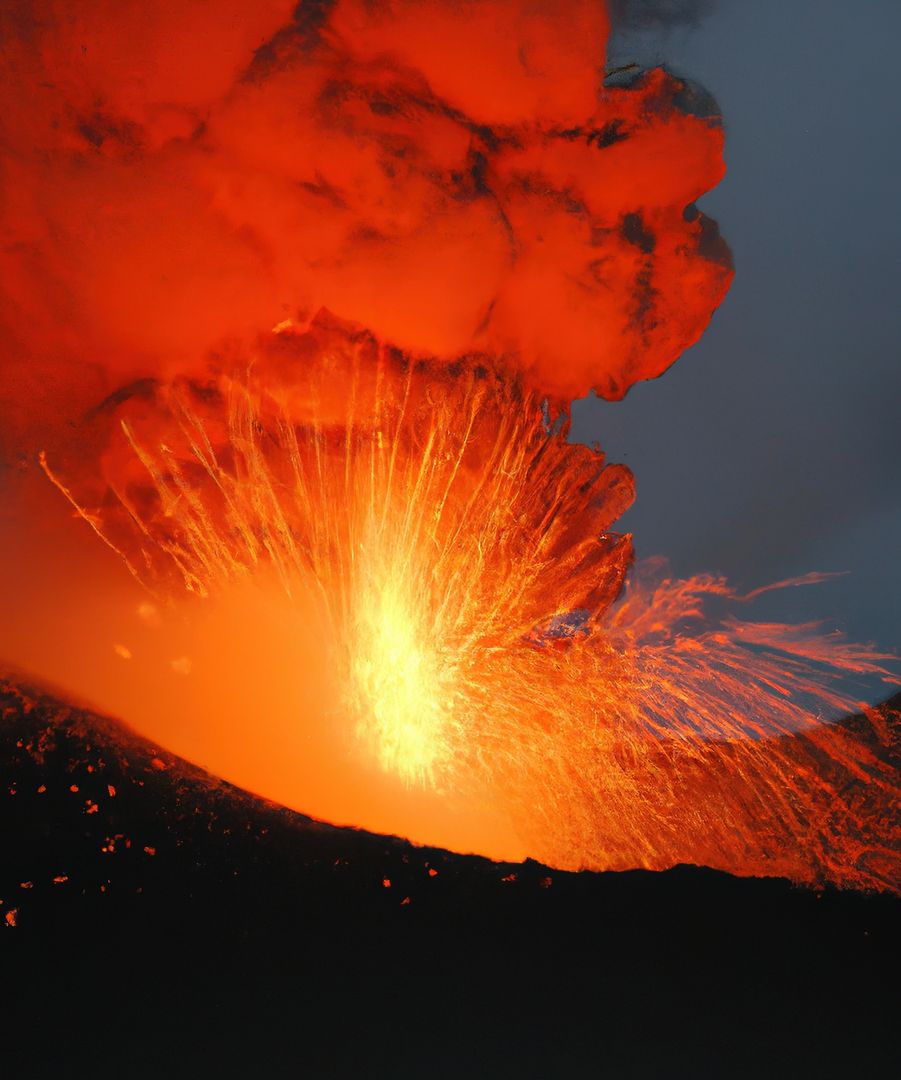 Spectacular Volcanic Eruption at Dusk with Glowing Lava - Free Images, Stock Photos and Pictures on Pikwizard.com