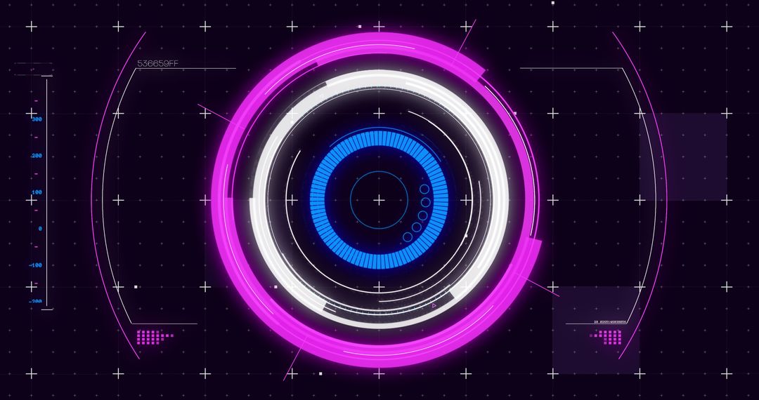 Futuristic Digital Interface with Glowing Scanning Circles