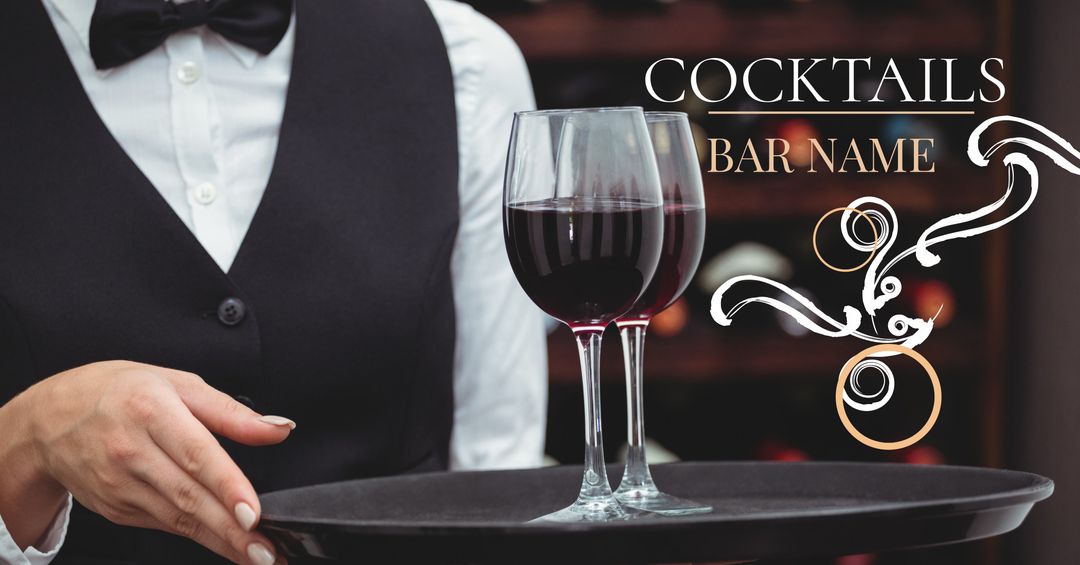 Waiter Serving Red Wine in Elegant Bar or Restaurant Setting