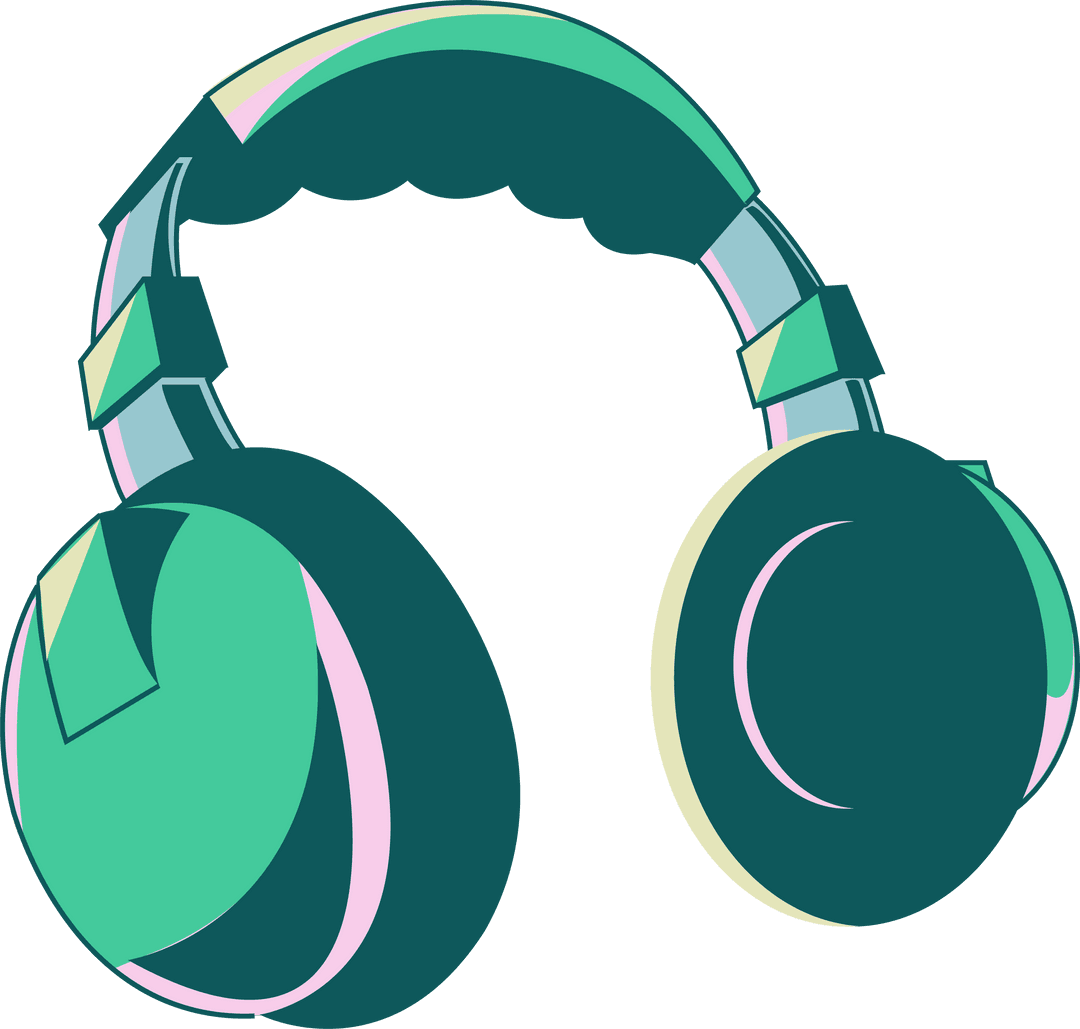 Flat Style Over-Ear Headphones on Transparent Background