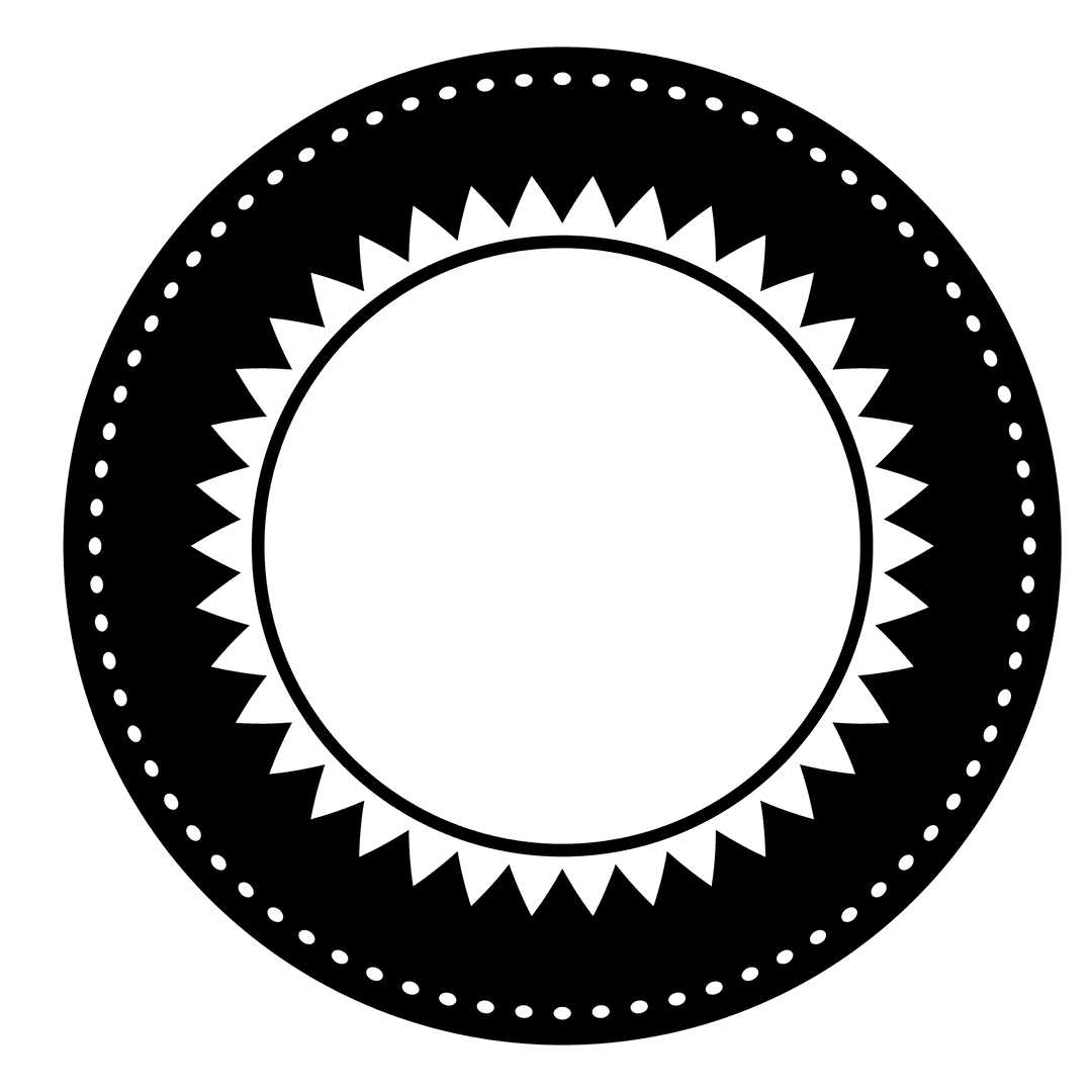 Elegant Black Circle with Star Design on Transparent Background