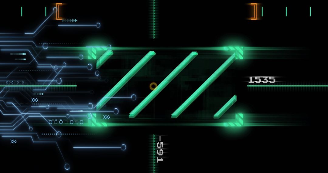 Futuristic Digital Circuit Board Interface with Neon Lights