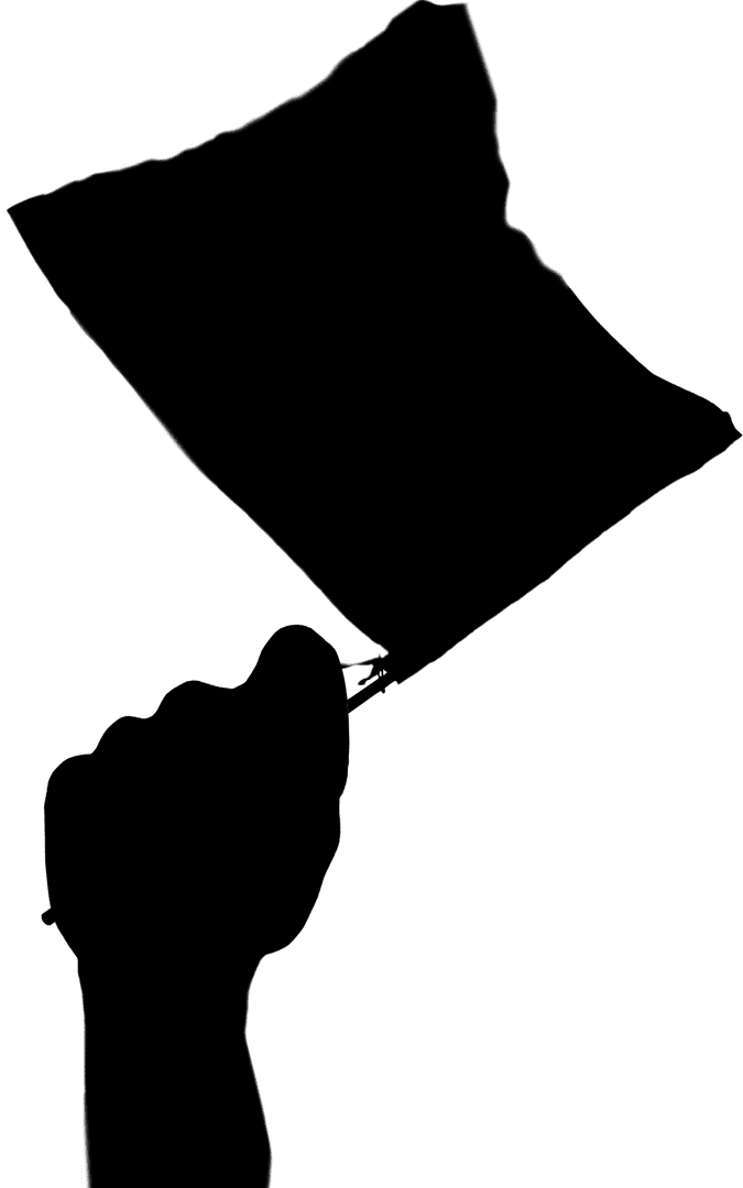 Silhouette Hand Holding Flag Transparent Background Vector Illustration