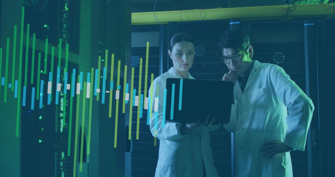 Data Scientists Analyzing Data in High-Tech Server Room