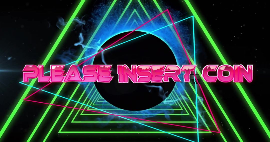 Retro Arcade Insert Coin Neon Abstract Graphic