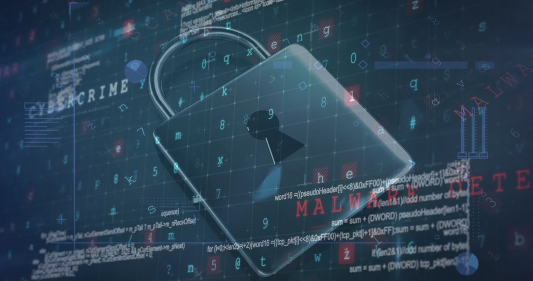 Floating Digital Padlock Symbolizing Cybersecurity